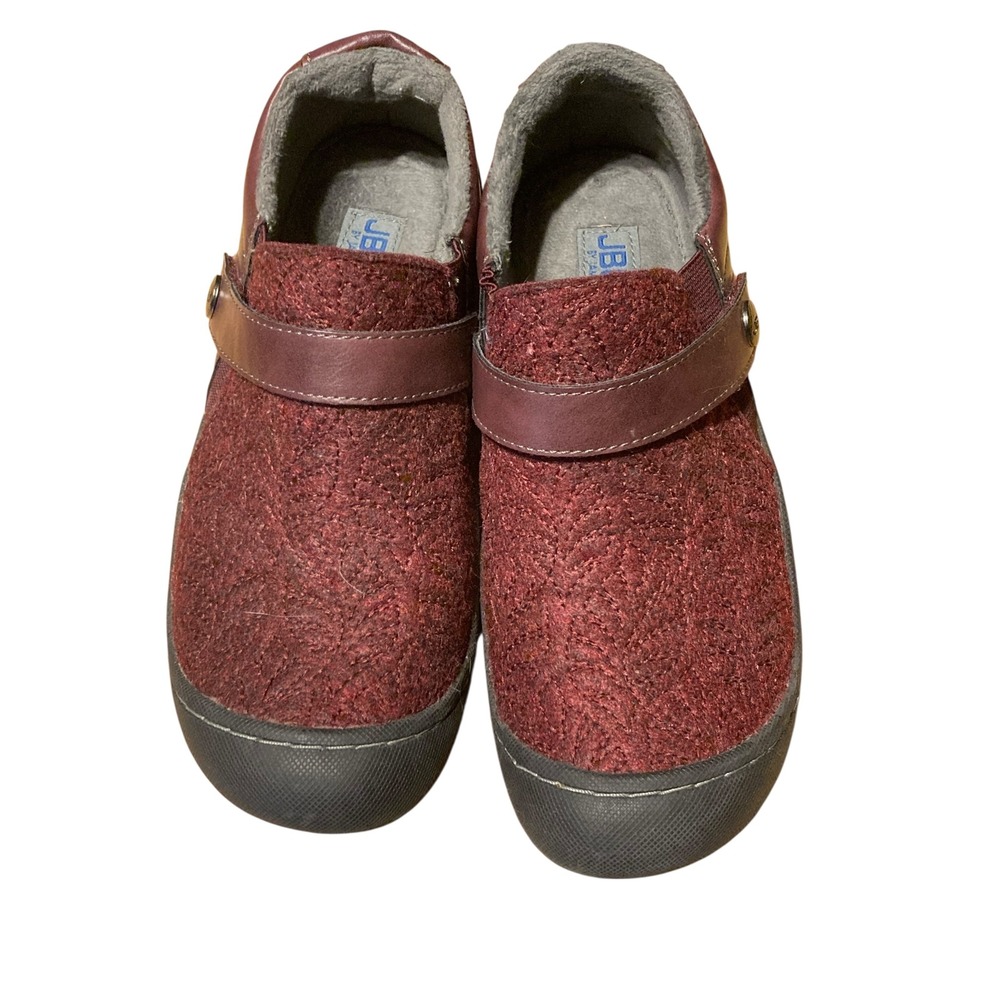 JBU by Jambu Blakely Burgundy Vegan Leather Textile Slip On Shoes Womens 8M